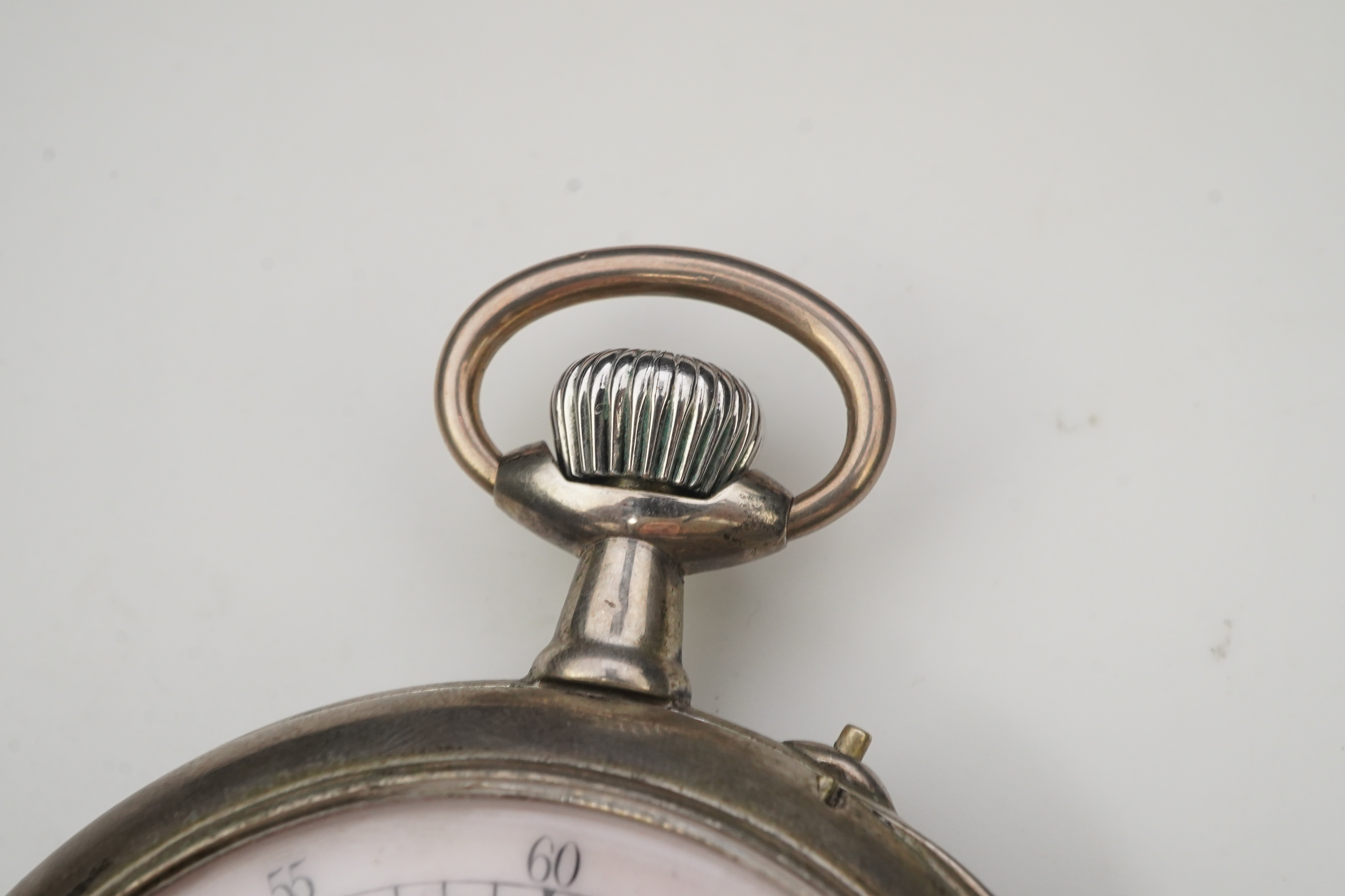 A large early 20th century German 800 standard silver open faced calendar moon phase keyless pocket watch